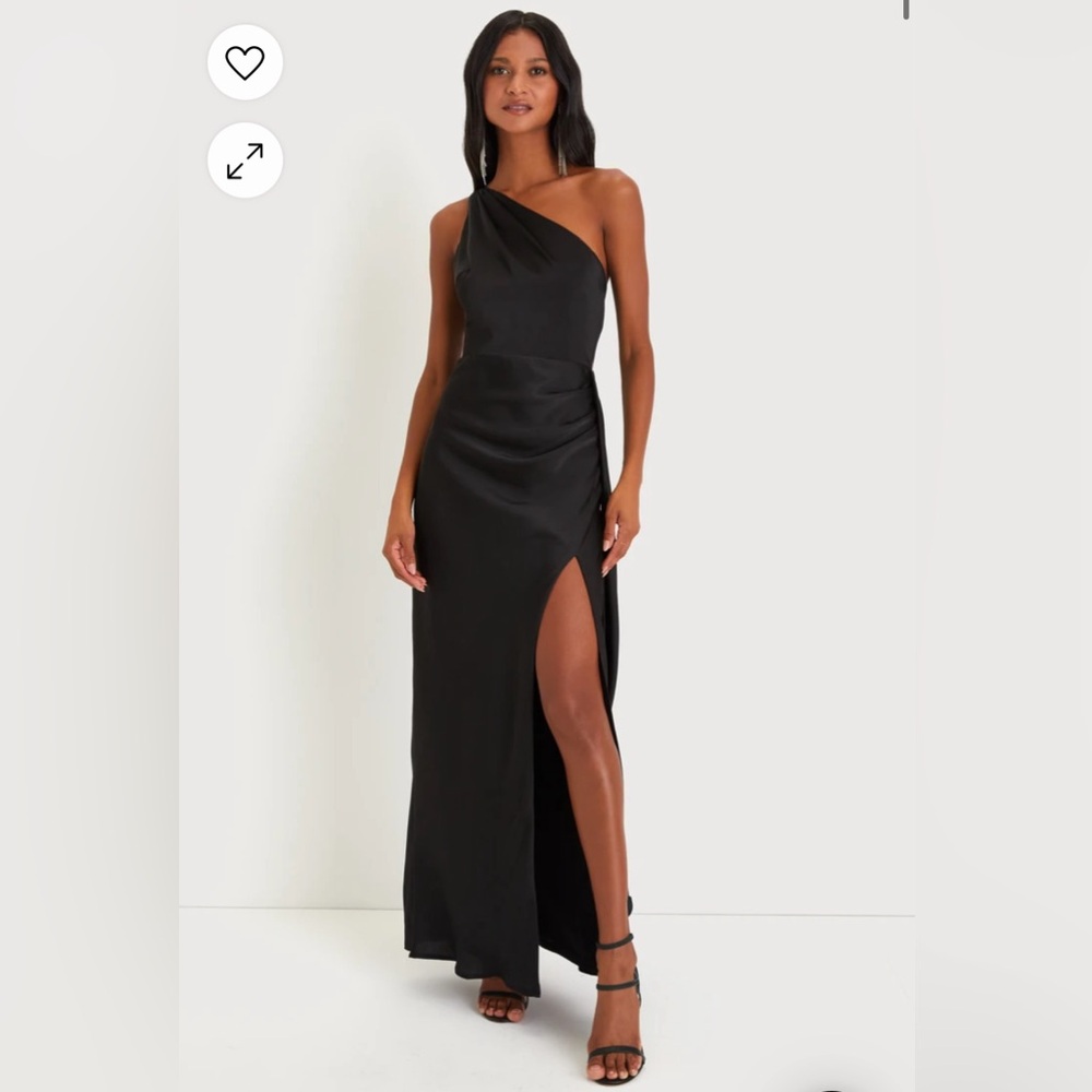 Lulus Signature Elegance Black One-Shoulder Maxi Dress